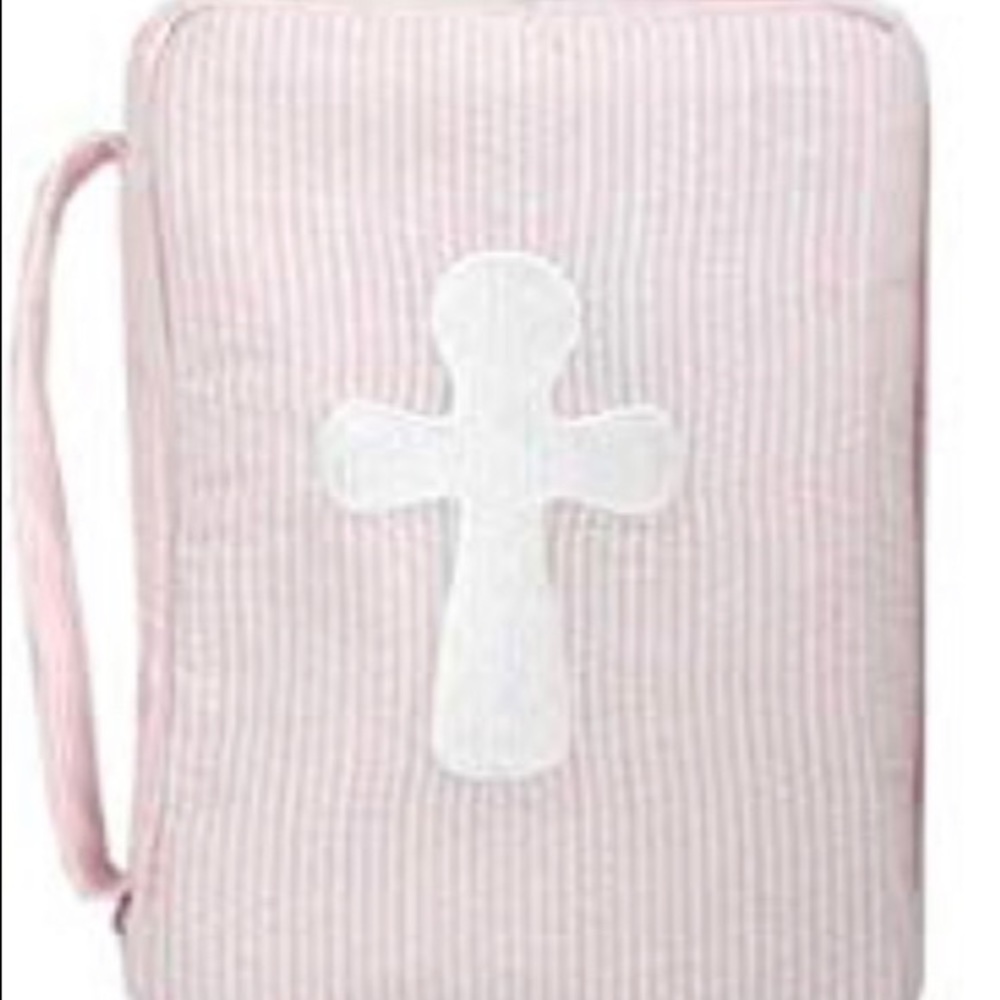 MSC Seersucker pink Bible, book or lunch Carrier NWT.